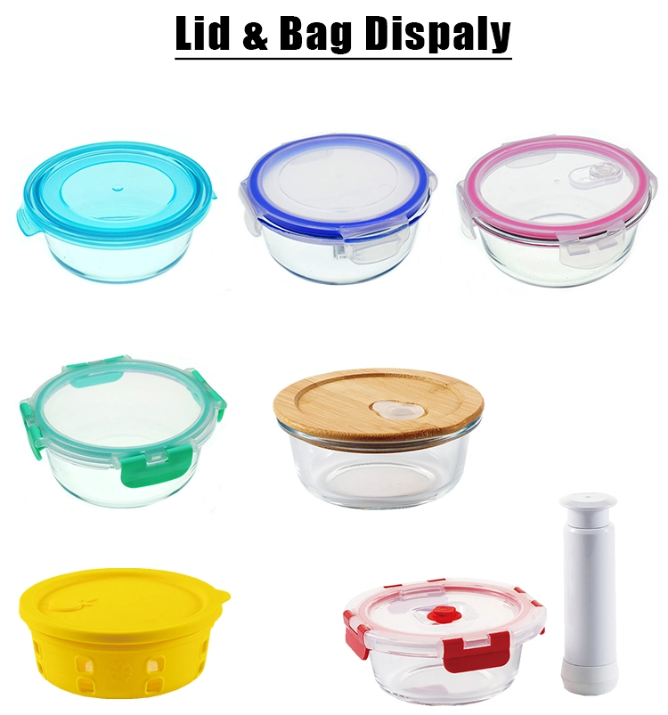 370ml Round Home Lunch Box Microwave Glass Bowl Glass Crisper with Lid