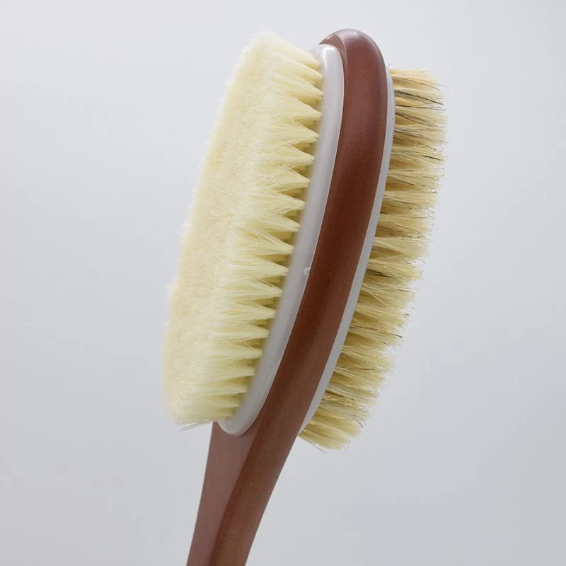 Custom Logo Wooden Body Brush Natural Boar Bristles Exfoliating Long Handle Body Bath Shower Brushes