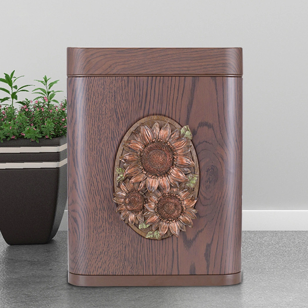 Fashion Design Sunflower Pattern Induction Smart Dustbin Soft Closing Automatic Smart Trash Can