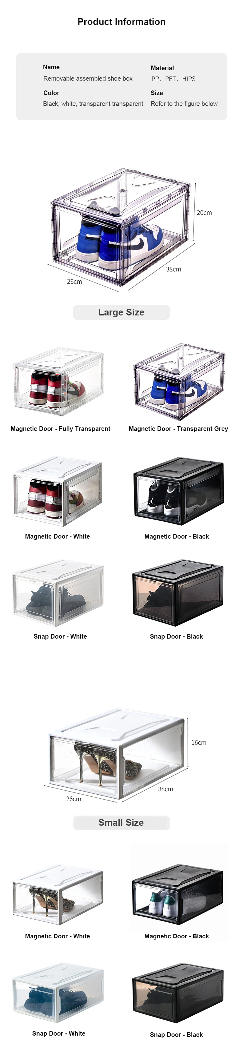 High Quality Royalunion Organizer Clear Magnetic Sports Storage Shoes Box