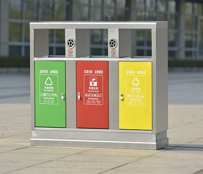 Recycle Hotel Outside Square Stainless Steel Dust Trash Can
