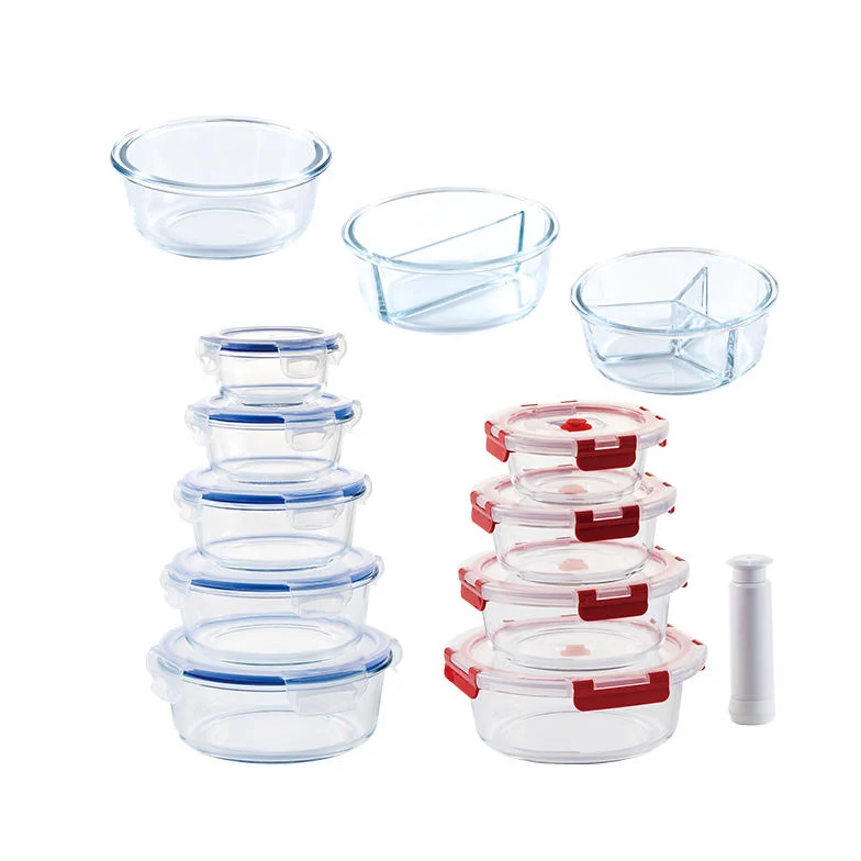 370ml Round Home Lunch Box Microwave Glass Bowl Glass Crisper with Lid