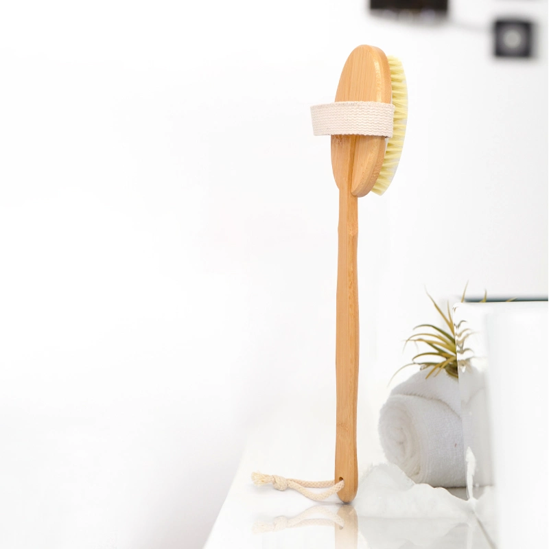 Private Label Dry Skin Bath Brush Natural Bamboo Brush for Cellulite Exfoliating Body Brush