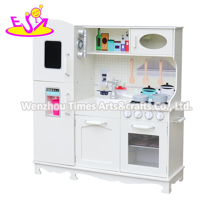 New Arrival Pretend Play White Wooden Large Toy Kitchen for Kids 10%off W10c409