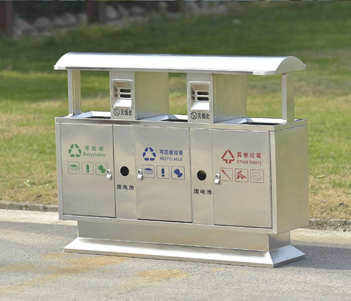 Recycle Hotel Outside Square Stainless Steel Dust Trash Can