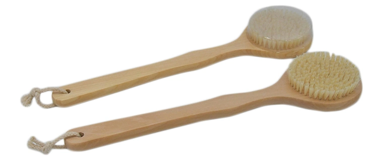 Natural Boar Bristle Dry Body Brushes Long Handle Wooden Wash Scrubber Bath Body Brush