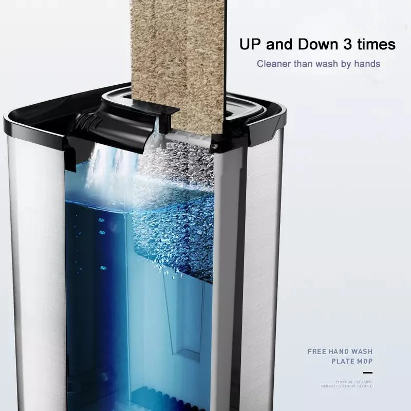 Flat Floor Mop and Bucket Set Separates Dirty and Clean Water 2-Chamber Design, Hands Free Home Floor Cleaning Swallow