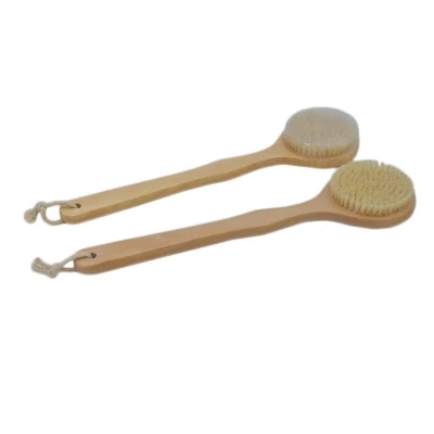 Natural Boar Bristle Dry Body Brushes Long Handle Wooden Wash Scrubber Bath Body Brush
