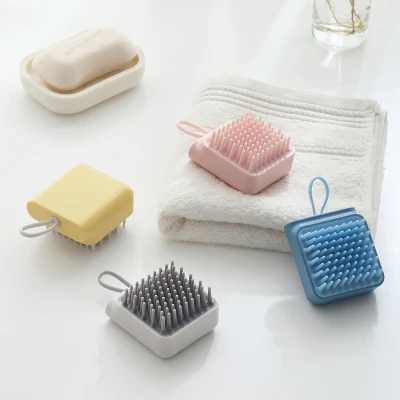 Plastic Silicone Dog Bath Massage Gloves Brush Pet Cat Bathroom Cleaning Tool Comb Dog Can Pour Shampoo Dog Grooming Supplies