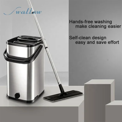 Flat Floor Mop and Bucket Set Separates Dirty and Clean Water 2
