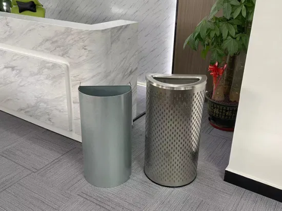 Stainless Steel Half Round Trash Can for Shopping Mall