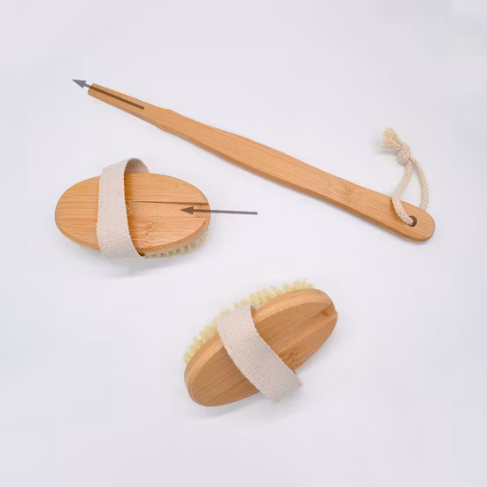 Private Label Dry Skin Bath Brush Natural Bamboo Brush for Cellulite Exfoliating Body Brush